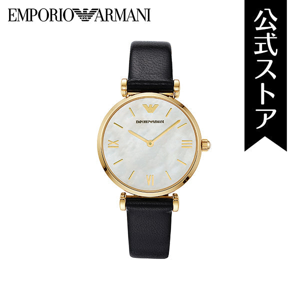  Shop Authentic Emporio Armani Gianni T-Bar Quartz Mother of Pearl Dial Black Leather Strap Watch For Women - AR1910 - Luxxuri