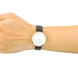  Shop Authentic Emporio Armani Gianni T-Bar Quartz Mother of Pearl Dial Black Leather Strap Watch For Women - AR1910 - Luxxuri