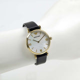  Shop Authentic Emporio Armani Gianni T-Bar Quartz Mother of Pearl Dial Black Leather Strap Watch For Women - AR1910 - Luxxuri