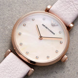  Shop Authentic Emporio Armani Gianni T Bar Mother Of Pearl Pink Dial Pink Leather Strap Watch For Women - AR1958 - Luxxuri