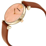  Shop Authentic Emporio Armani Gianni T Bar Quartz Pink Mother of Pearl Dial Brown Leather Strap Watch For Women - AR1960 - Luxxuri