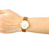  Shop Authentic Emporio Armani Gianni T Bar Quartz Pink Mother of Pearl Dial Brown Leather Strap Watch For Women - AR1960 - Luxxuri