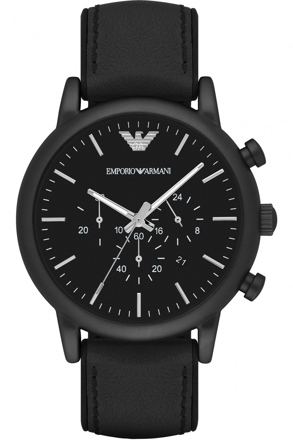  Shop Authentic Emporio Armani Luigi Chronohraph Black Dial Black Leather Strap Watch For Men - AR1970 - Luxxuri