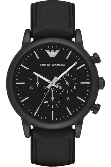  Shop Authentic Emporio Armani Luigi Chronohraph Black Dial Black Leather Strap Watch For Men - AR1970 - Luxxuri
