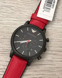  Shop Authentic Emporio Armani Luigi Chronograph Black Dial Red Leather Strap Watch For Men - AR1971 - Luxxuri