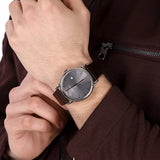  Shop Authentic Emporio Armani Luigi Quartz Gray Dial Brown Leather Strap Watch For Men - AR1996 - Luxxuri