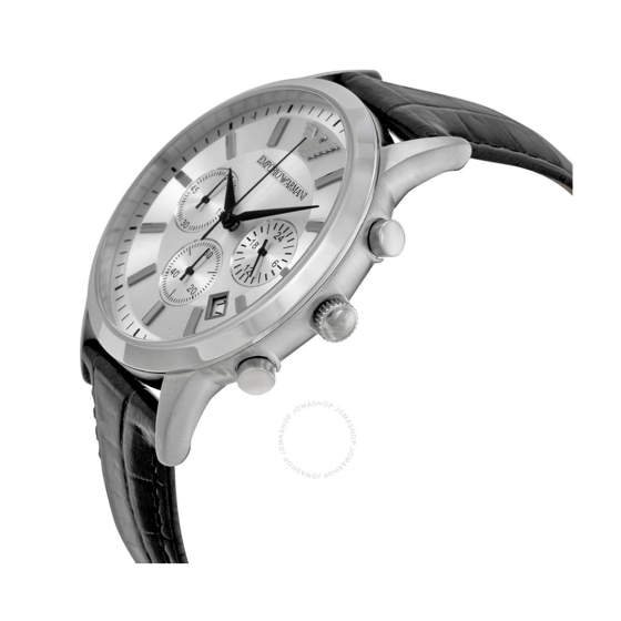  Shop Authentic Emporio Armani Classic Chronograph Silver Dial Black Leather Strap Watch For Men - AR2432 - Luxxuri