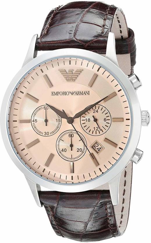  Shop Authentic Emporio Armani Classic Chronograph Beige Dial Brown Leather Strap Watch For Men - AR2433 - Luxxuri