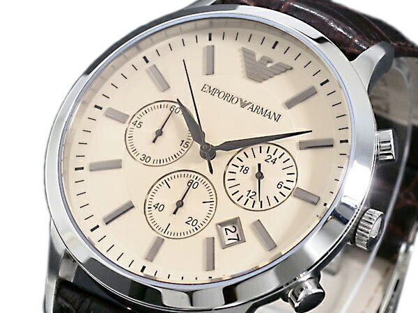  Shop Authentic Emporio Armani Classic Chronograph Beige Dial Brown Leather Strap Watch For Men - AR2433 - Luxxuri