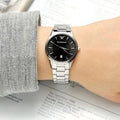  Shop Authentic Emporio Armani Classic Quartz Black Dial Silver Steel Strap Watch For Women - AR2441 - Luxxuri