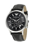  Shop Authentic Emporio Armani Renato Chronograph Black Dial Black Leather Strap Watch For Men - AR2447 - Luxxuri