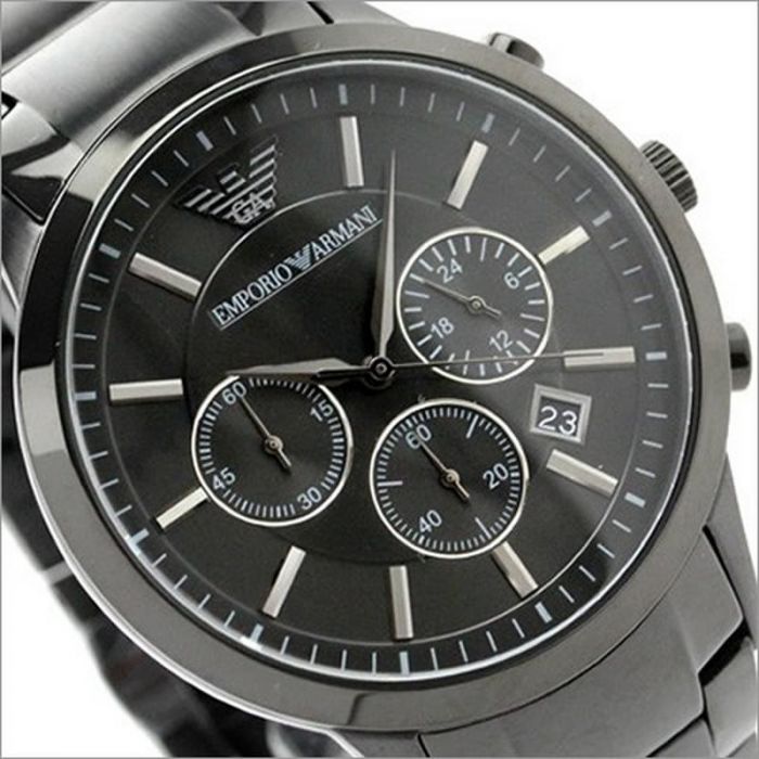  Shop Authentic Emporio Armani Classic Chronograph Black Dial Black Stainless Steel Strap Watch For Men - AR2453 - Luxxuri