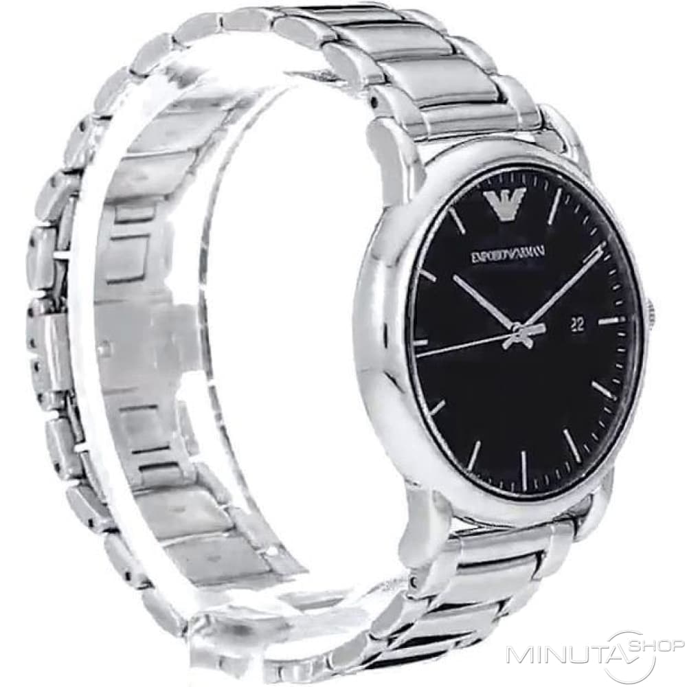 Emporio Armani Luigi Quartz Black Dial Silver Steel Strap Watch For Men - AR2499