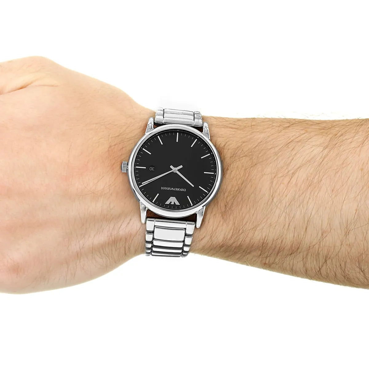  Shop Authentic Emporio Armani Luigi Quartz Black Dial Silver Steel Strap Watch For Men - AR2499 - Luxxuri