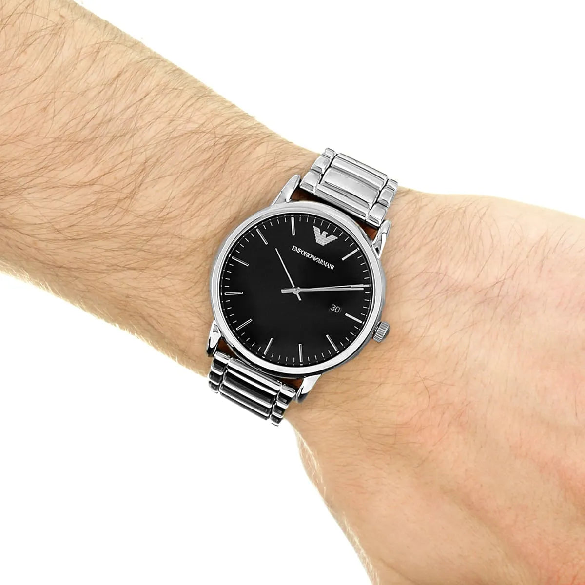  Shop Authentic Emporio Armani Luigi Quartz Black Dial Silver Steel Strap Watch For Men - AR2499 - Luxxuri