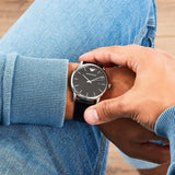  Shop Authentic Emporio Armani Luigi Quartz Black Dial Black Leather Strap Watch For Men - AR2500 - Luxxuri