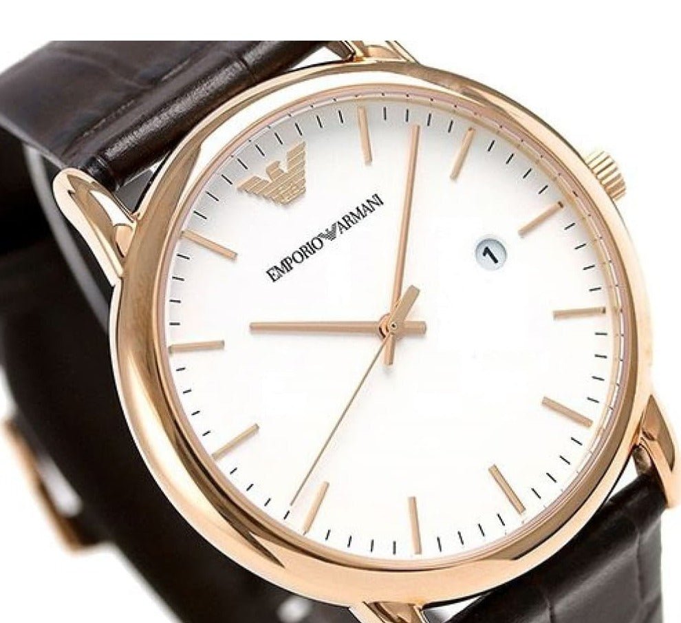  Shop Authentic Emporio Armani Luigi White Dial Brown Leather Strap Watch For Men - AR2502 - Luxxuri