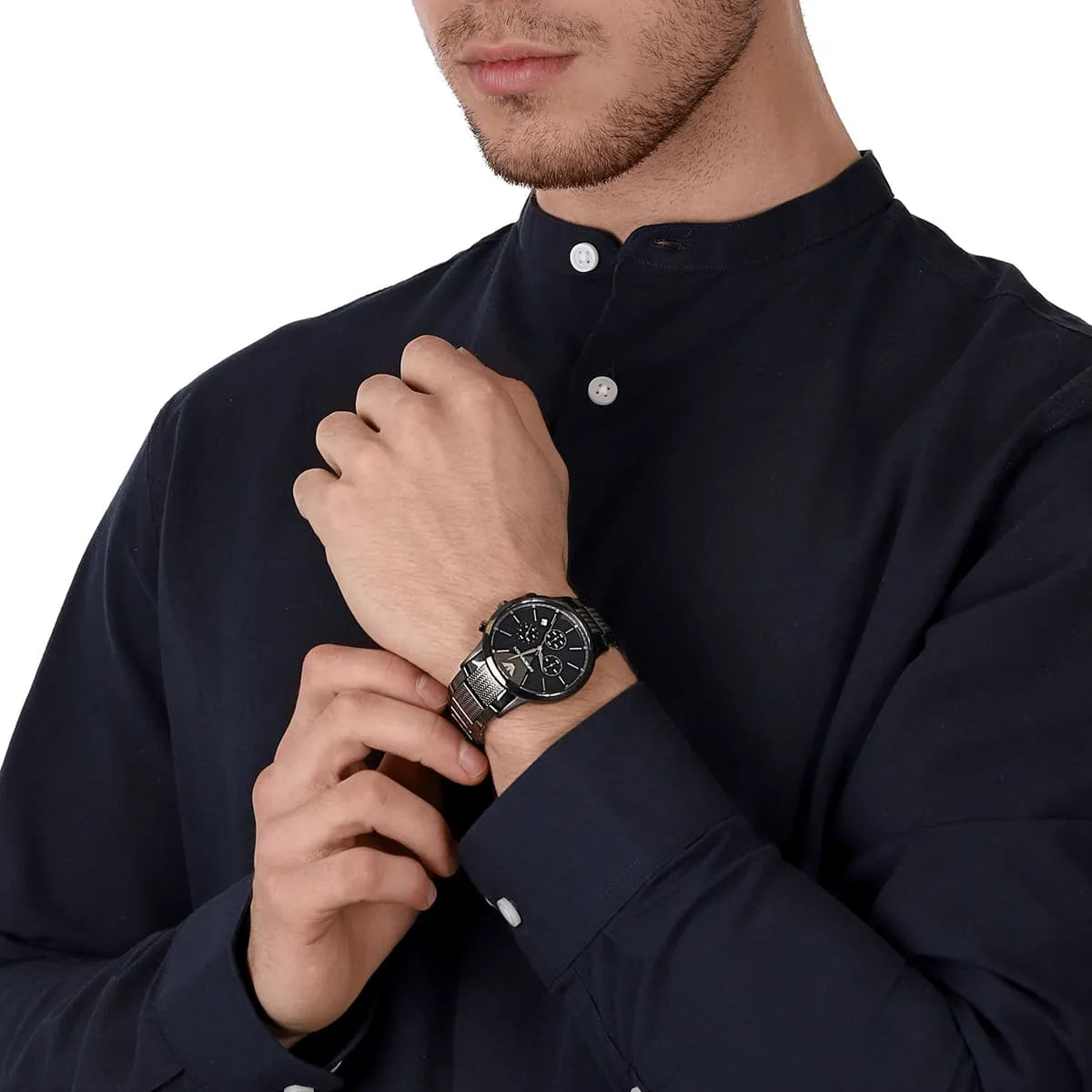  Shop Authentic Emporio Armani Renato Chronograph Quartz Blue Dial Grey Steel Strap Watch For Men - AR2505 - Luxxuri