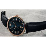  Shop Authentic Emporio Armani Renato Analog Blue Dial Black Leather Strap Watch For Men - AR2506 - Luxxuri