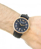  Shop Authentic Emporio Armani Renato Analog Blue Dial Black Leather Strap Watch For Men - AR2506 - Luxxuri
