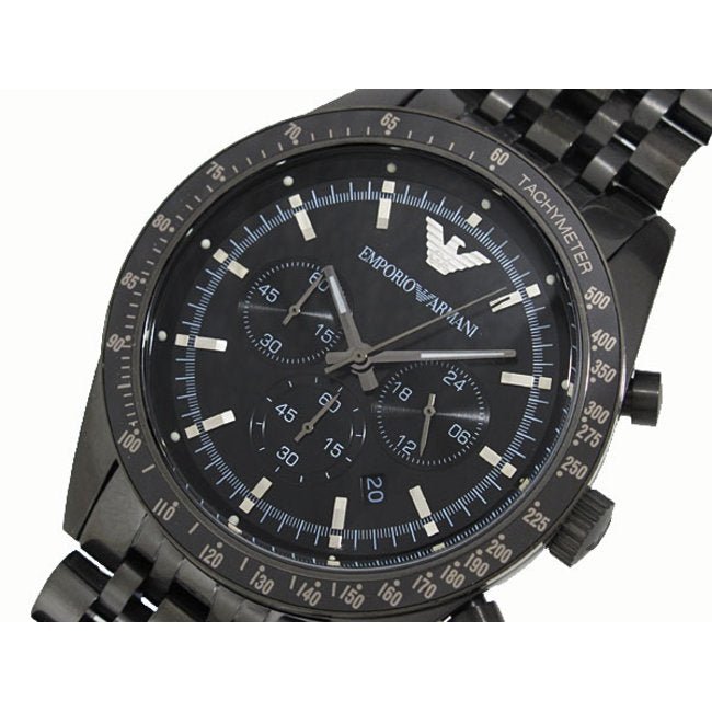  Shop Authentic Emporio Armani Tazio Chronograph Black Dial Black Steel Strap Watch For Men - AR5989 - Luxxuri