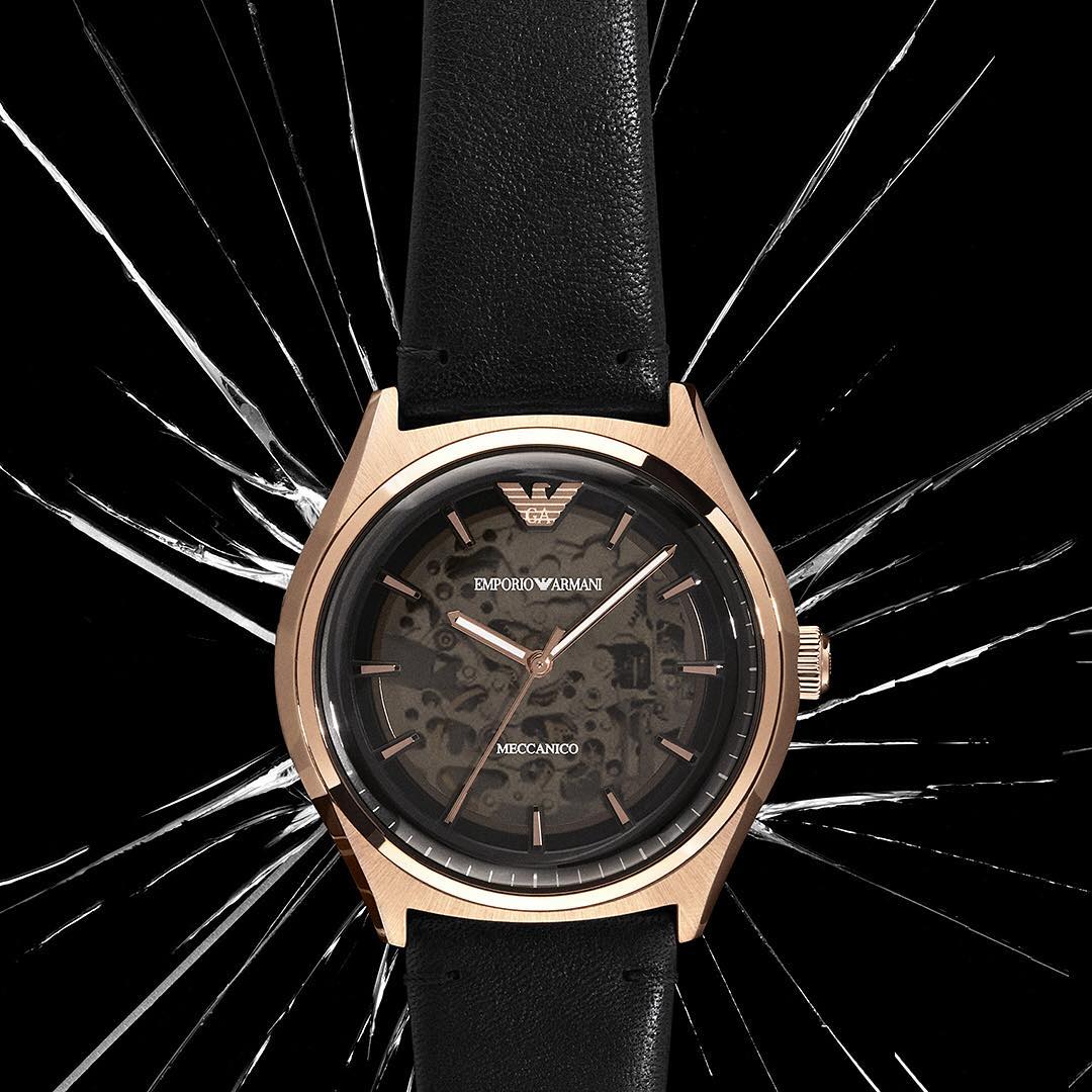  Shop Authentic Emporio Armani Meccanico Black Dial Black Leather Watch For Men - AR60004 - Luxxuri