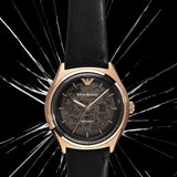  Shop Authentic Emporio Armani Meccanico Black Dial Black Leather Watch For Men - AR60004 - Luxxuri
