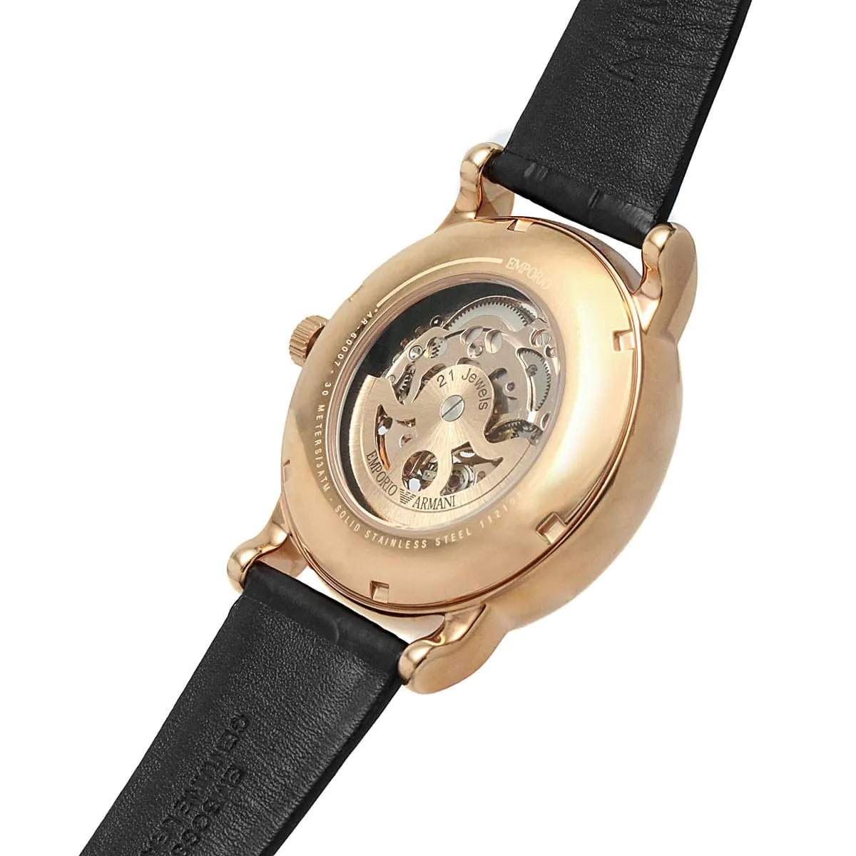  Shop Authentic Emporio Armani Luigi Skeleton Silver Dial Black Leather Strap Watch For Men - AR60007 - Luxxuri