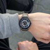  Shop Authentic Emporio Armani Meccanico Automatic Black Dial Black Steel Strap Watch For Men - AR60010 - Luxxuri