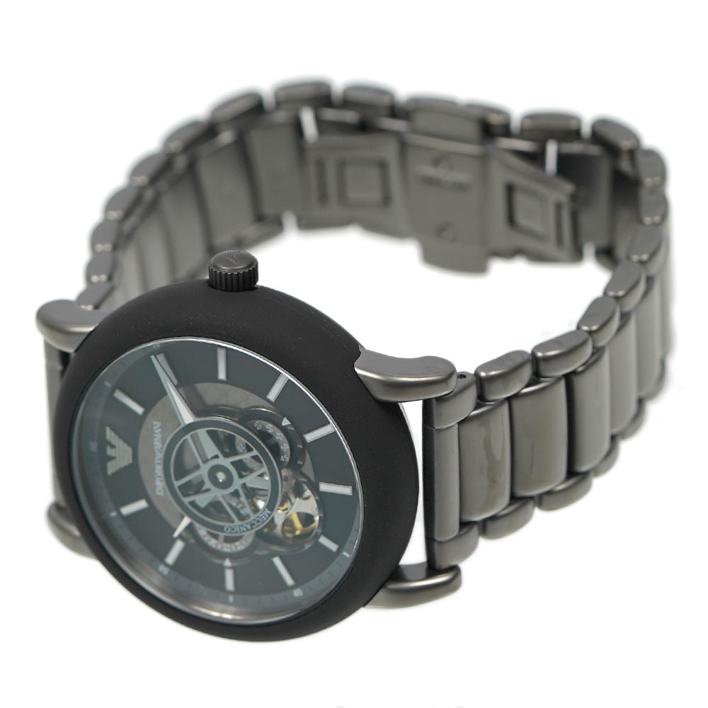  Shop Authentic Emporio Armani Meccanico Automatic Black Dial Black Steel Strap Watch For Men - AR60010 - Luxxuri