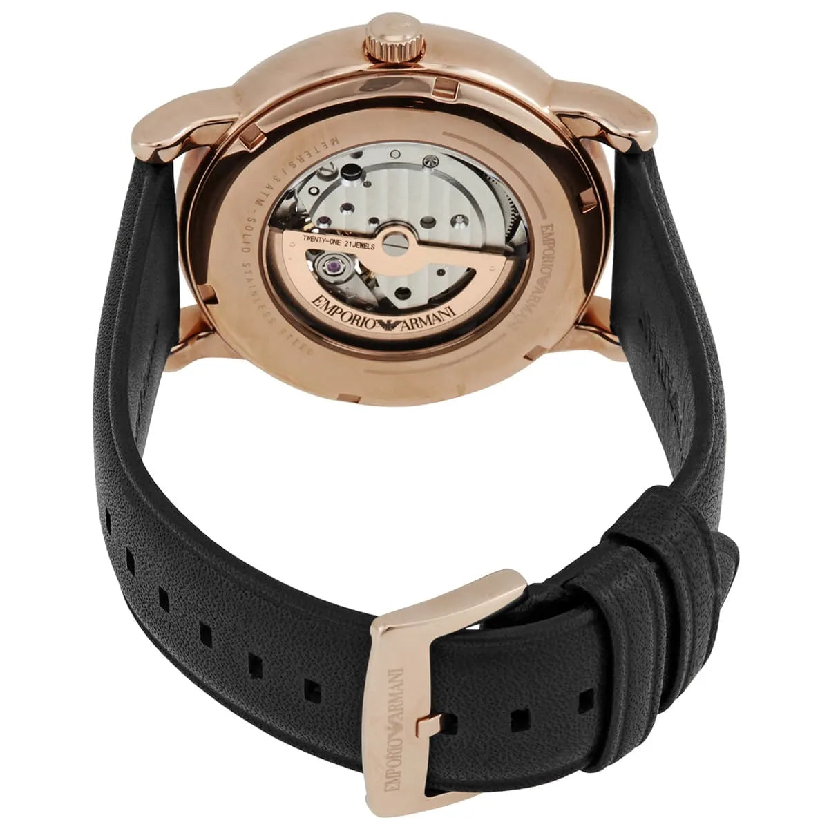  Shop Authentic Emporio Armani Luigi Automatic Silver Dial Black Leather Strap Watch For Men - AR60013 - Luxxuri