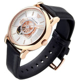  Shop Authentic Emporio Armani Luigi Automatic Silver Dial Black Leather Strap Watch For Men - AR60013 - Luxxuri