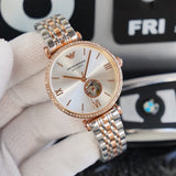  Shop Authentic Emporio Armani Gianni T-Bar Analog White Dial Two Tone Steel Strap Watch For Women - AR60019 - Luxxuri
