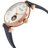  Shop Authentic Emporio Armani Gianni T-Bar Analog Silver Dial Blue Leather Strap Watch For Women - AR60020 - Luxxuri