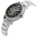  Shop Authentic Emporio Armani Meccanico Automatic Skeleton Black Dial Silver Steel Strap Watch For Men - AR60021 - Luxxuri