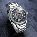  Shop Authentic Emporio Armani Meccanico Automatic Skeleton Black Dial Silver Steel Strap Watch For Men - AR60021 - Luxxuri
