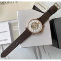  Shop Authentic Emporio Armani Meccanico Automatic White Dial Brown Leather Strap Watch For Men - AR60027 - Luxxuri