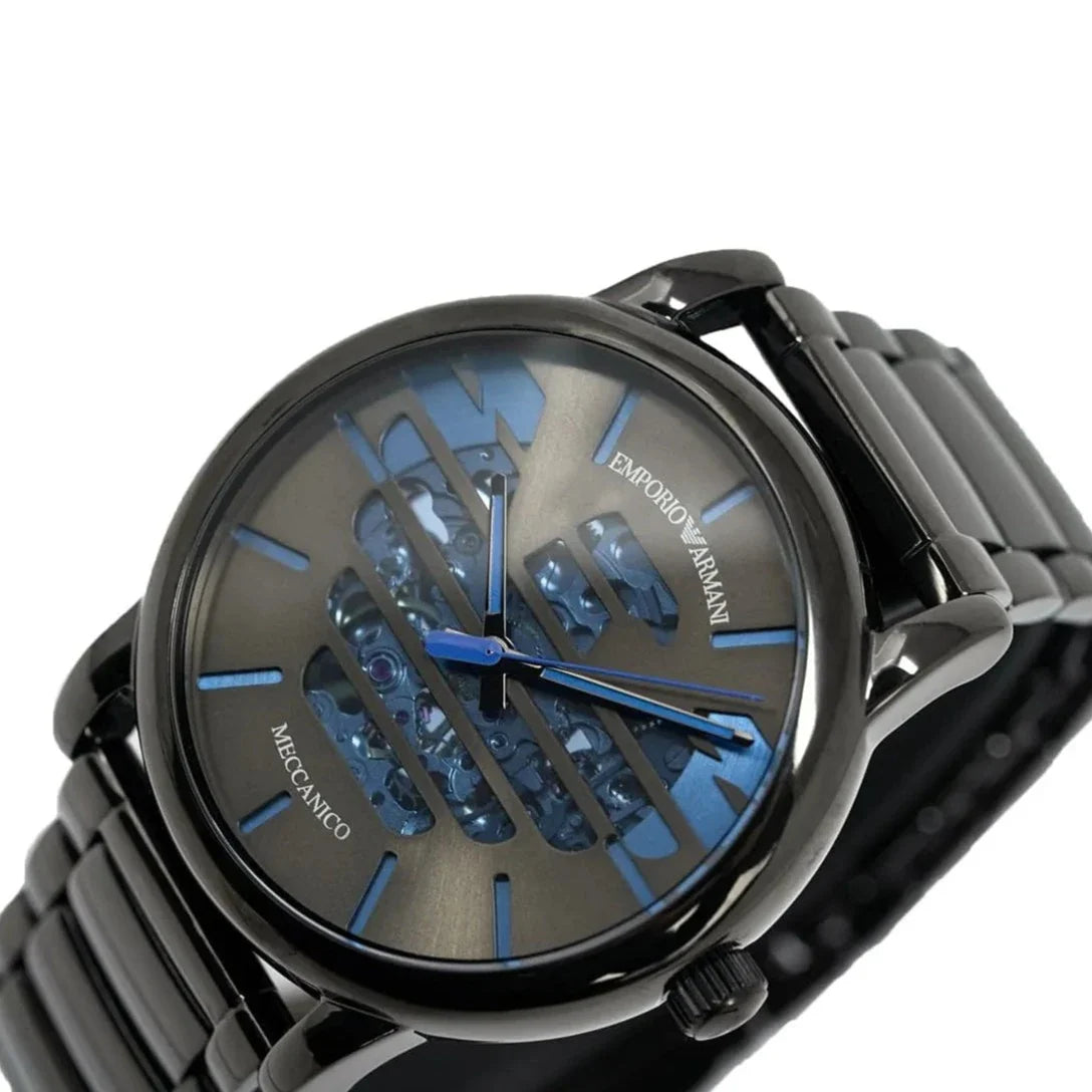  Shop Authentic Emporio Armani Meccanico Automatic Grey Dial Grey Steel Strap Watch For Men - AR60029 - Luxxuri