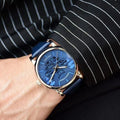  Shop Authentic Emporio Armani Luigi Automatic Blue Dial Blue Leather Strap Watch For Men - AR60030 - Luxxuri