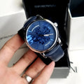  Shop Authentic Emporio Armani Luigi Automatic Blue Dial Blue Leather Strap Watch For Men - AR60030 - Luxxuri