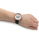  Shop Authentic Emporio Armani Meccanico Skeleton Silver Dial Black Leather Strap Watch For Men - AR60031 - Luxxuri