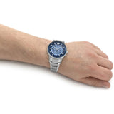  Shop Authentic Emporio Armani Renato Automatic Blue Dial Silver Steel Strap Watch For Men - AR60037 - Luxxuri