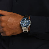  Shop Authentic Emporio Armani Renato Automatic Blue Dial Silver Steel Strap Watch For Men - AR60037 - Luxxuri