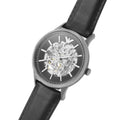  Shop Authentic Emporio Armani Meccanico Skeleton Automatic Black Dial Black Leather Strap Watch for Men - AR60038 - Luxxuri