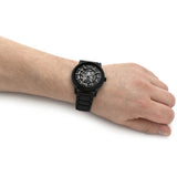  Shop Authentic Emporio Armani Meccanico Skeleton Black Dial Black Steel Strap Watch For Men - AR60045 - Luxxuri
