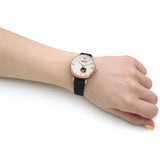  Shop Authentic Emporio Armani Gianni T Bar Mother of Pearl White Dial Black Leather Strap Watch For Women - AR60047 - Luxxuri