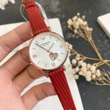  Shop Authentic Emporio Armani Gianni T-Bar Mother of Pearl White Dial Red Leather Strap Watch For Women - AR60048 - Luxxuri
