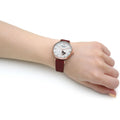  Shop Authentic Emporio Armani Gianni T-Bar Mother of Pearl White Dial Red Leather Strap Watch For Women - AR60048 - Luxxuri