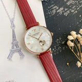  Shop Authentic Emporio Armani Gianni T-Bar Mother of Pearl White Dial Red Leather Strap Watch For Women - AR60048 - Luxxuri