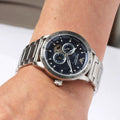  Shop Authentic Emporio Armani Mario Chronograph Automatic Blue Dial Silver Steel Strap Watch For Men - AR60052 - Luxxuri